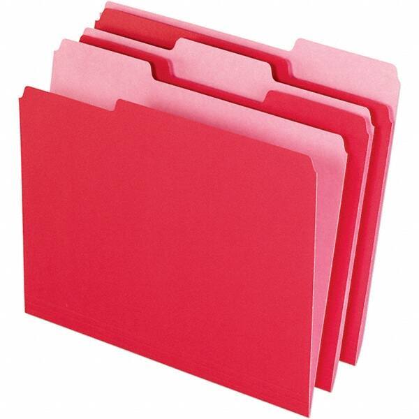 Pendaflex - 11-5/8 x 9-3/16", Letter Size, Red, File Folders with Top Tab - 11 Point Stock, Assorted Tab Cut Location - USA Tool & Supply