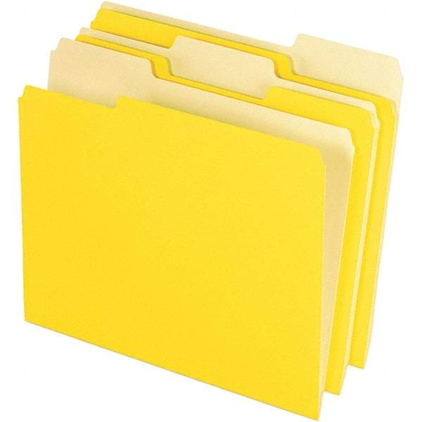 Pendaflex - 11-5/8 x 9-1/2", Letter Size, Yellow, File Folders with Top Tab - 11 Point Stock, Assorted Tab Cut Location - USA Tool & Supply
