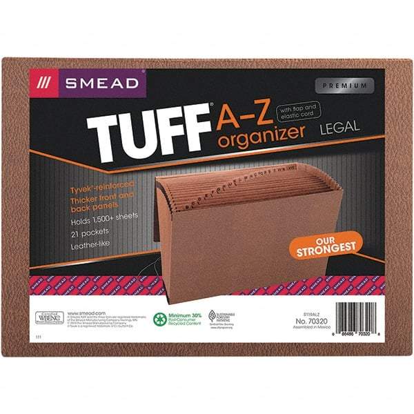 SMEAD - 15 x 10", Legal, Redrope, A-Z Indexed Expanding Files - Assorted Tab Cut Location - USA Tool & Supply