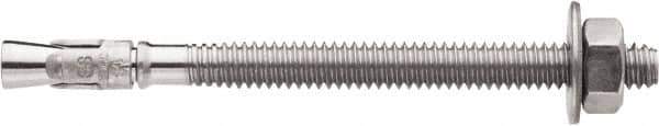 Powers Fasteners - 1/4" Diam, 1/4" Drill, 2-1/4" OAL, 2-1/4" Min Embedment Wedge Expansion Concrete Anchor - 304 Stainless Steel, Hex Nut Head, Hex Drive, 1-1/4" Thread Length - USA Tool & Supply