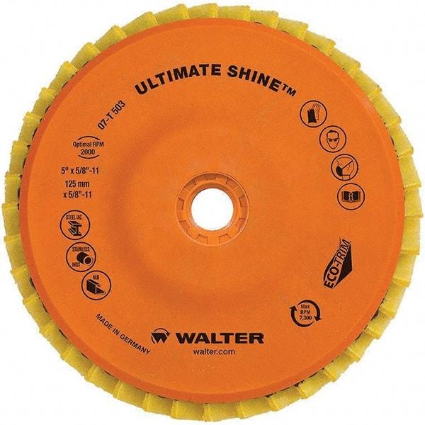 WALTER Surface Technologies - 5" Disc Diam, 5/8-11 Center Hole, Type 27 Aluminum Oxide Flap Disc - 7,300 Max RPM, Cloth Backing, Arbor Attaching System, Non-Woven - USA Tool & Supply