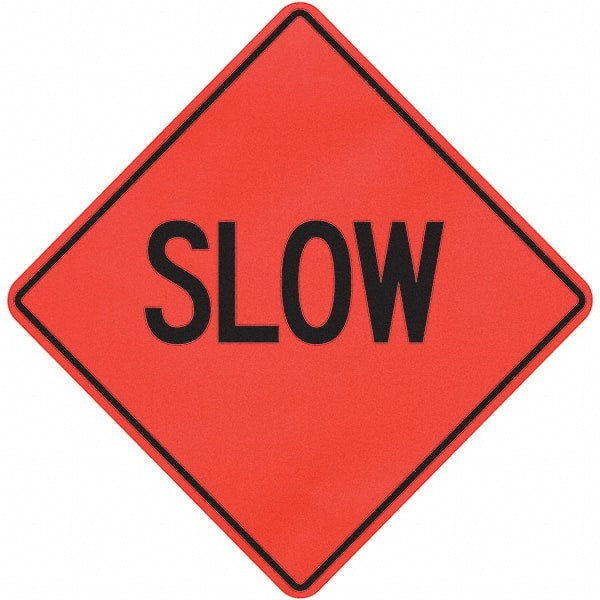 PRO-SAFE - "Slow," 36" Wide x 36" High Vinyl Traffic Control Sign - USA Tool & Supply