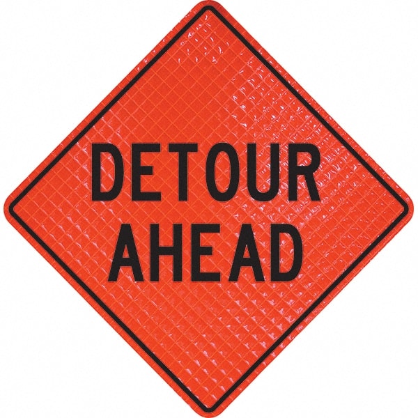 PRO-SAFE - "Detour Ahead," 36" Wide x 36" High Vinyl Traffic Control Sign - USA Tool & Supply