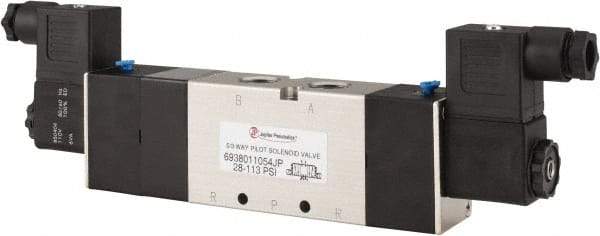 PRO-SOURCE - 3/8", 5/3 Way Double Stacking Solenoid Valve - 110 VAC, 1.73 CV Rate, 2.81" High x 9.8" Long - USA Tool & Supply