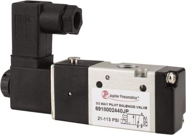 PRO-SOURCE - 1/8", 3/2 Way Single Stacking Solenoid Valve - 24 VDC, 0.65 CV Rate, 1.38" High x 3.46" Long - USA Tool & Supply