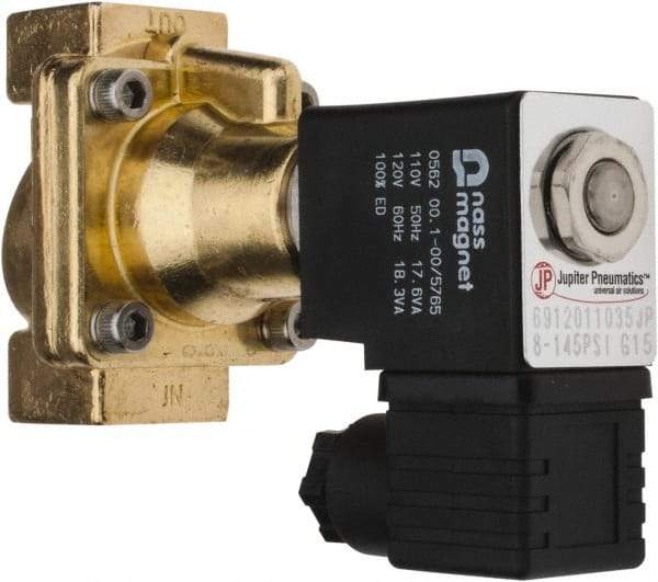 PRO-SOURCE - 1/2", 2/2 Way Steam Series Stacking Solenoid Valve - 110 VAC, 4.5 CV Rate, 4.19" High x 2.76" Long - USA Tool & Supply