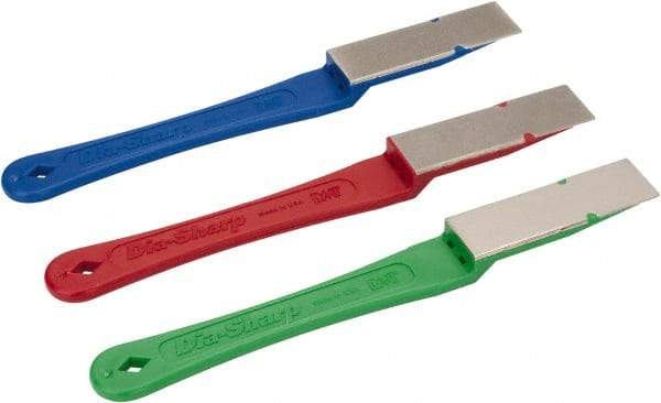 DMT - Extra Fine, Fine & Coarse, 7" Length of Cut, Single End Diamond Hone - 3/4" Wide x 0.38" High x 7" OAL - USA Tool & Supply
