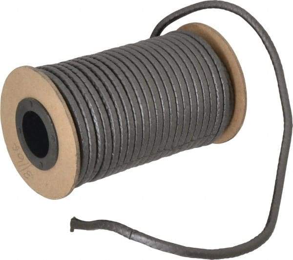 Made in USA - 3/16" x 33' Spool Length, 100% GFO Fiber Compression Packing - 1,900 Max psi, -400 to 550° F, Dark Gray - USA Tool & Supply