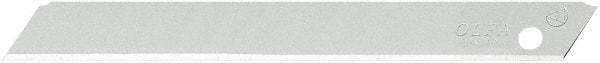 Olfa - 10 Piece Steel Utility Knife Blade - 80mm OAL, 3-5/32" Blade Length, 0.02" Blade Thickness - USA Tool & Supply
