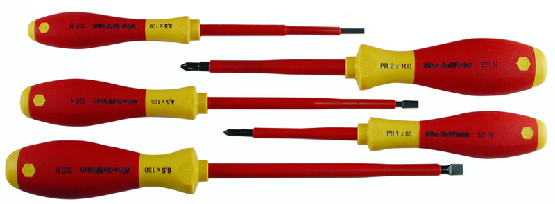 Insulated Slotted Screwdriver 3.0; 4.5; 6.5mm & Phillips # 1 & # 2. 5 Piece Set - USA Tool & Supply