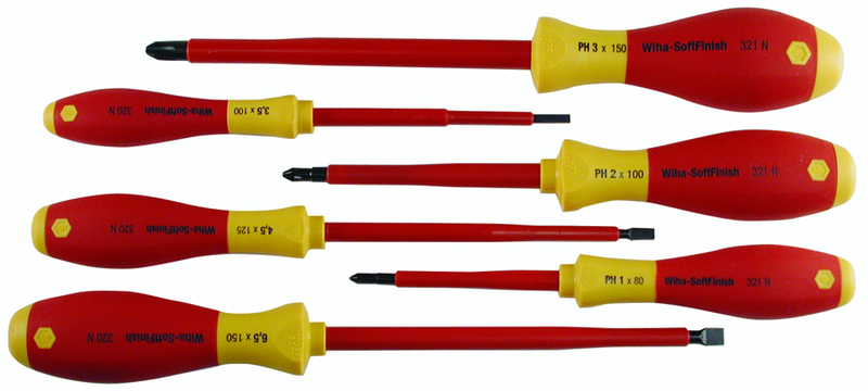 Insulated Slotted Screwdriver 3.4; 4.5; 6.5mm & Phillips # 1; 2 & 3. 6 Piece Set - USA Tool & Supply