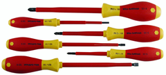 Insulated Slotted Screwdriver 3.4; 4.5; 6.5mm & Phillips # 1; 2 & 3. 6 Piece Set - USA Tool & Supply