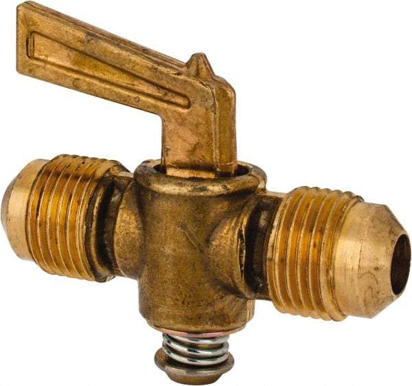Parker - 3/8" Tube, Flare to Flare Drain Cock & Shutoff Valve - 30 Max psi - USA Tool & Supply