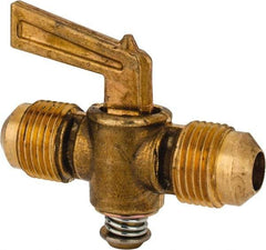 Parker - 3/8" Tube, Flare to Flare Drain Cock & Shutoff Valve - 30 Max psi - USA Tool & Supply