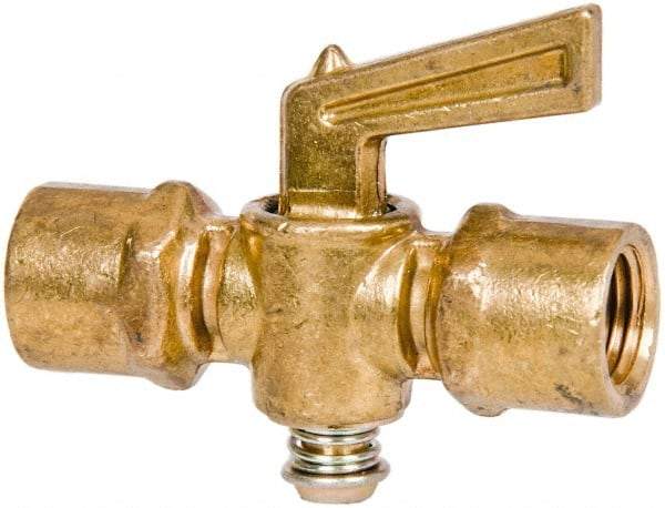 Parker - 1/4" Tube, Compression Pipe to Compression Pipe Drain Cock & Shutoff Valve - 1/4-18 Thread, 30 Max psi - USA Tool & Supply