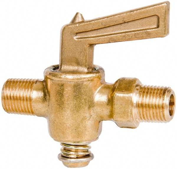 Parker - 1/8" Pipe, Male Pipe to Male Pipe Drain Cock & Shutoff Valve - 1/8-27 Thread, 30 Max psi - USA Tool & Supply