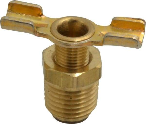 Parker - 1/4" Pipe, External Seal Drain Cock & Shutoff Valve - 1/4-18 Thread, 150 Max psi - USA Tool & Supply