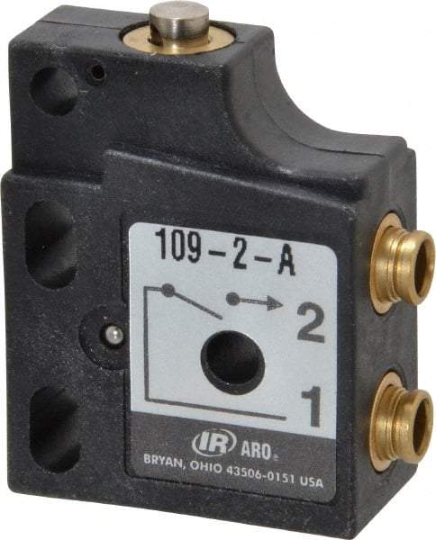 ARO/Ingersoll-Rand - 0.09 CV Rate, 3 Way Valve Mini Mechanical Valve - 5/32" NPT Inlet, 5/32" NPT Outlet, 150 Max psi, Straight Plunger - USA Tool & Supply