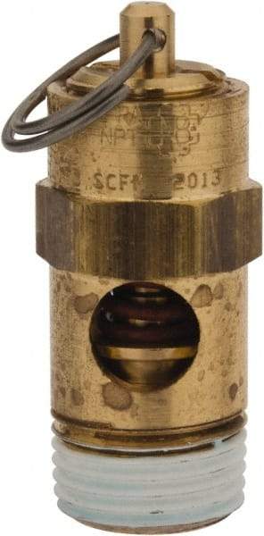 Conrader - 3/8" Inlet, ASME Safety Relief Valve - 200 Max psi, Brass, 178 Cubic' per Min - USA Tool & Supply
