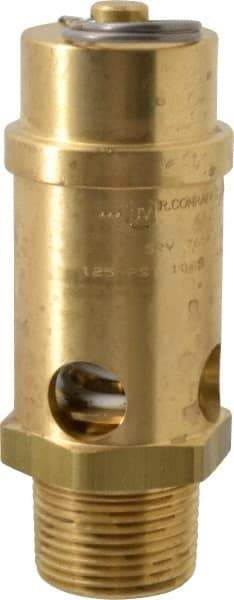 Conrader - 1" Inlet, ASME Safety Relief Valve - 125 Max psi, Brass, 1,053 Cubic' per Min - USA Tool & Supply