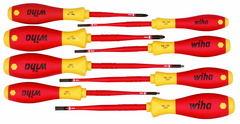 Insulated Slim Integrated Insulation 8 Piece Screwdriver Set Slotted 3.5; 4; 4.5; 5.5; Phillips #1 & 2; Square #1 & 2 - USA Tool & Supply