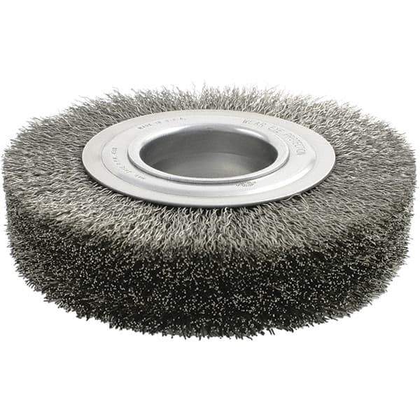 Brush Research Mfg. - 8" OD, 2" Arbor Hole, Crimped Carbon Wheel Brush - 1-3/8" Face Width, 1-1/2" Trim Length, 4,500 RPM - USA Tool & Supply