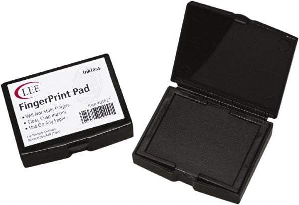 LEE - 2" Wide x 1/2" High x 1/2" Deep, Inked Fingerprint Pad - Plastic, Black - USA Tool & Supply