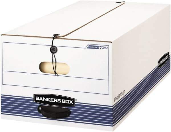BANKERS BOX - 1 Compartment, 15-1/4" Wide x 10-3/4" High x 19-3/4" Deep, Storage Box - Corrugated Cardboard, White/Blue - USA Tool & Supply