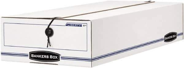 BANKERS BOX - 1 Compartment, 9-1/4" Wide x 4-1/4" High x 15" Deep, Storage Box - Corrugated Cardboard, White/Blue - USA Tool & Supply