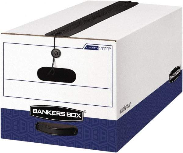 BANKERS BOX - 1 Compartment, 12-1/4" Wide x 10-3/4" High x 24-1/8" Deep, Storage Box - Corrugated Cardboard, White/Blue - USA Tool & Supply