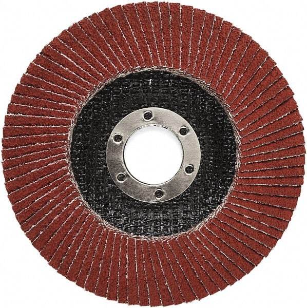 3M - 80 Grit, 7" Disc Diam, 5/8-11 Center Hole, Type 27 Ceramic Flap Disc - 8,500 Max RPM, Polyester Backing, Arbor Attaching System, Coated - USA Tool & Supply
