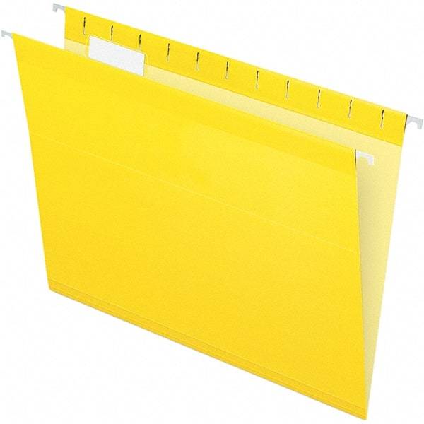Pendaflex - 8-1/2 x 11", Letter Size, Yellow, Hanging File Folder - 11 Point Stock, 1/5 Tab Cut Location - USA Tool & Supply