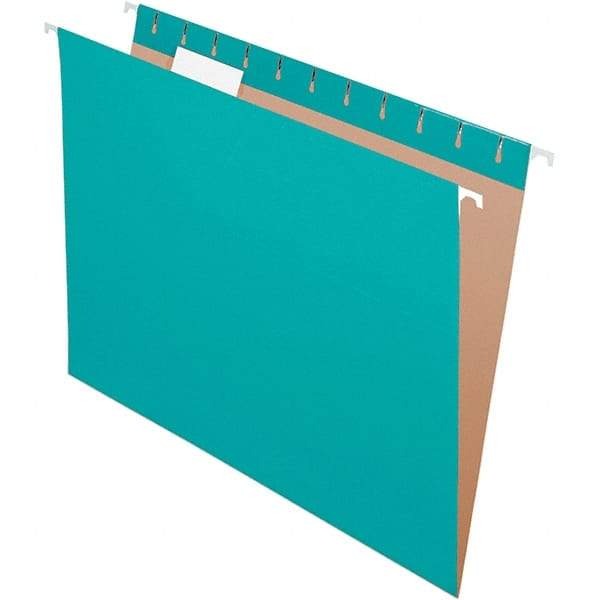 Pendaflex - 8-1/2 x 11", Letter Size, Aqua, Hanging File Folder - 11 Point Stock, 1/5 Tab Cut Location - USA Tool & Supply