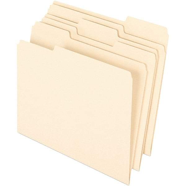 Pendaflex - 9-1/2 x 11-5/8", Letter Size, Manila, File Folders with Top Tab - 11 Point Stock, Assorted Tab Cut Location - USA Tool & Supply