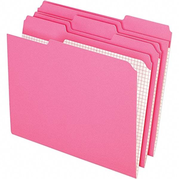 Pendaflex - 10 x 12", Letter Size, Pink, File Folders with Top Tab - 11 Point Stock, Assorted Tab Cut Location - USA Tool & Supply