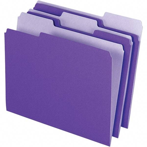 Pendaflex - 11-5/8 x 9-3/16", Letter Size, Violet, File Folders with Top Tab - 11 Point Stock, Assorted Tab Cut Location - USA Tool & Supply