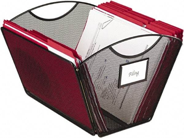 Safco - 1 Compartment, 12-1/2" Wide x 9-1/2" High x 13-3/4" Deep, File Storage Boxes - Steel & Mesh, Black - USA Tool & Supply