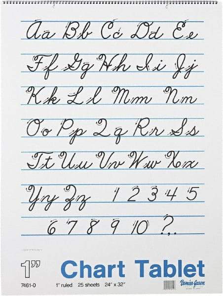 Pacon - Chart Tablets with Cursive Cover, Ruled, 24 x 32, White, 25 Sheets, Easel Pads - Use with Whiteboards, Chalkboards, Walls, Easel St&s - USA Tool & Supply