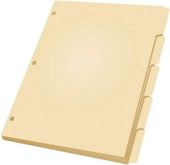 OXFORD - 11 x 8 1/2" 5 Tabs, 3-Hole Punched, Index Tab - Manila - USA Tool & Supply