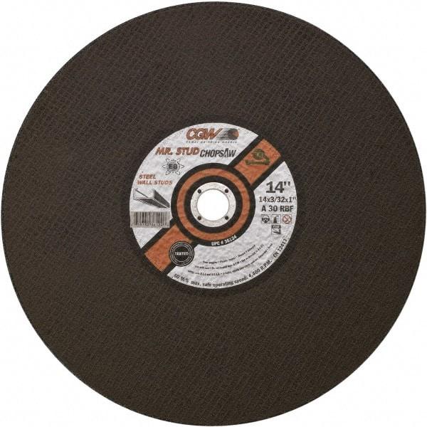 Camel Grinding Wheels - 14" 30 Grit Aluminum Oxide Cutoff Wheel - 3/32" Thick, 1" Arbor, 4,400 Max RPM - USA Tool & Supply