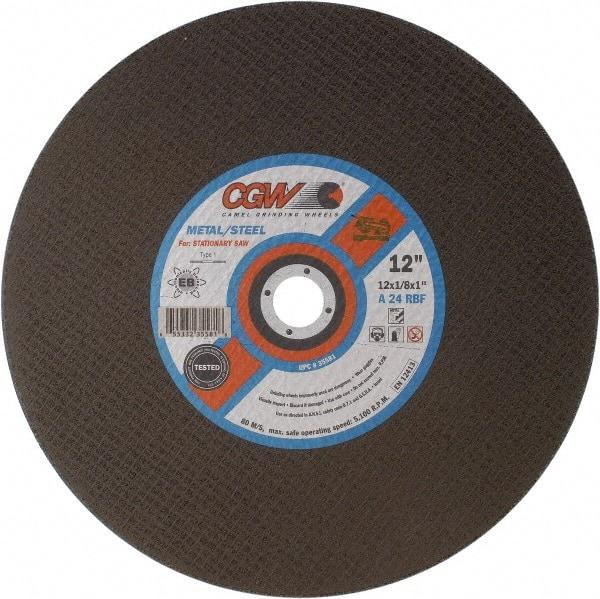 Camel Grinding Wheels - 12" 24 Grit Aluminum Oxide Cutoff Wheel - 1/8" Thick, 1" Arbor, 5,100 Max RPM - USA Tool & Supply