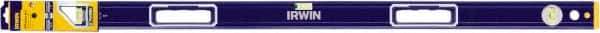 Irwin - Magnetic 48" Long 3 Vial Box Beam Level - Aluminum, Blue/Yellow, 1 Level & 2 Plumb Vials - USA Tool & Supply