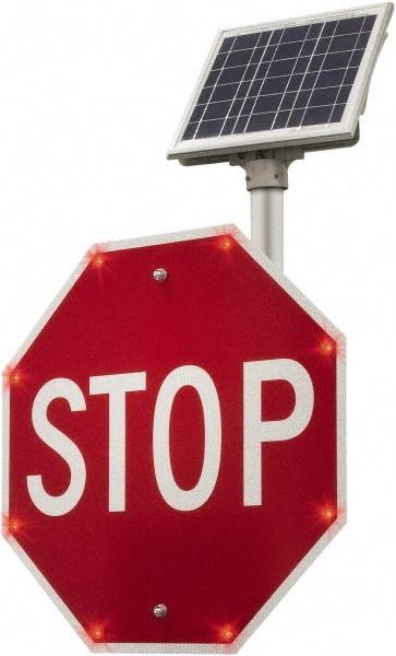 TAPCO - "Stop", 48" Wide x 48" High, Aluminum Stop & Yield Signs - 0.08" Thick, Red/White, Diamond Grade Reflectivity, Octagon, Post Mount - USA Tool & Supply