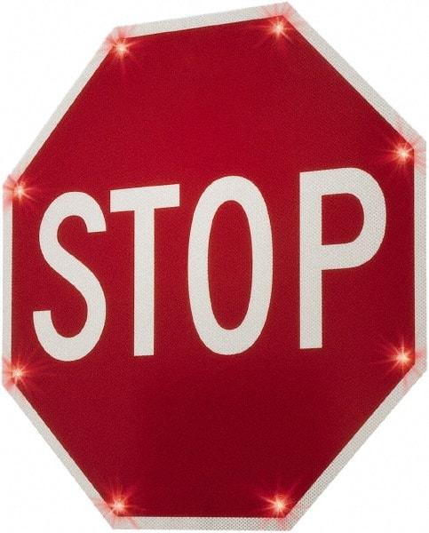 TAPCO - "Stop", 36" Wide x 36" High, Aluminum Stop & Yield Signs - 0.08" Thick, Red/White, Diamond Grade Reflectivity, Octagon, Post Mount - USA Tool & Supply