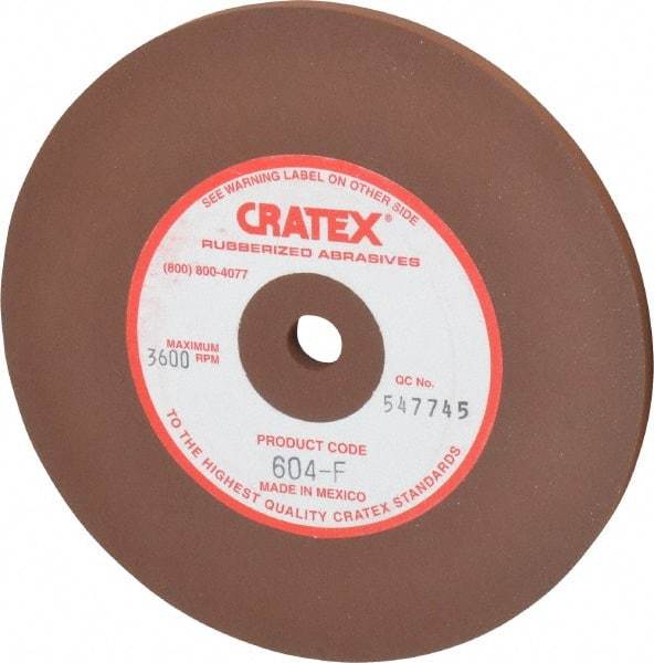 Cratex - 6" Diam x 1/2" Hole x 1/4" Thick, Surface Grinding Wheel - Silicon Carbide, Fine Grade, 3,600 Max RPM, Rubber Bond, No Recess - USA Tool & Supply
