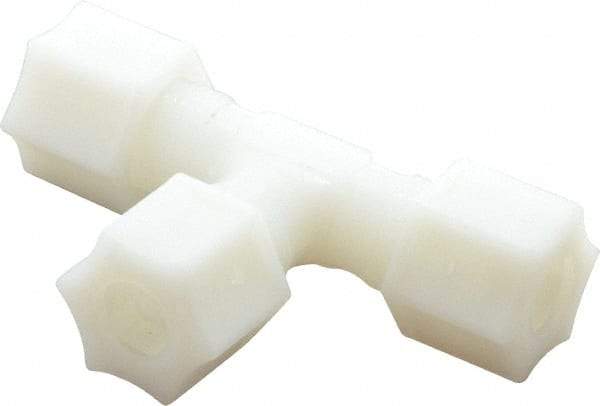 Made in USA - 3/8" Tube OD, Nylon Plastic Compression Tube Union Tee - 220°F Max, Plastic Grip - USA Tool & Supply
