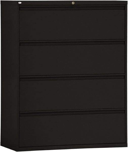 ALERA - 42" Wide x 53-1/4" High x 19-1/4" Deep, 4 Drawer Lateral File - Steel, Black - USA Tool & Supply