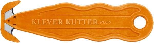Klever Innovations - Recessed/Hook Blade Safety Cutter - 1-1/4" Carbon Steel Blade, Orange Nylon Handle, 1 Blade Included - USA Tool & Supply