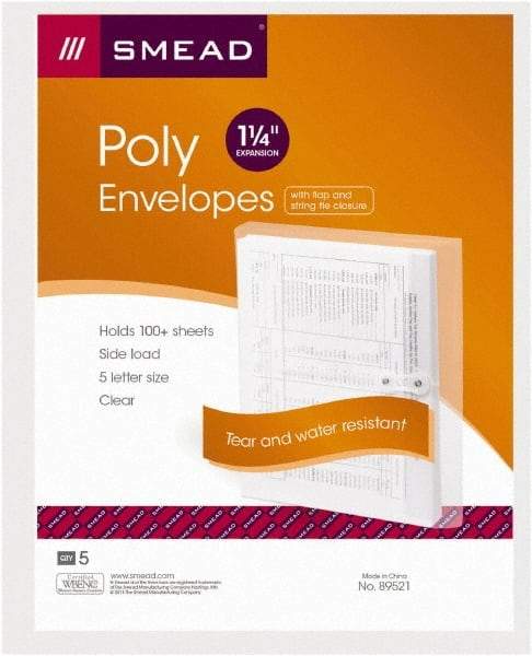 SMEAD - 9-3/4 x 11-5/8", Legal, Transparent Clear, Poly String & Button Envelope - USA Tool & Supply