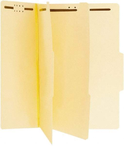 UNIVERSAL - 8-1/2 x 11", Letter Size, Manila, Classification Folders with Top Tab Fastener - Right of Center Tab Cut Location - USA Tool & Supply
